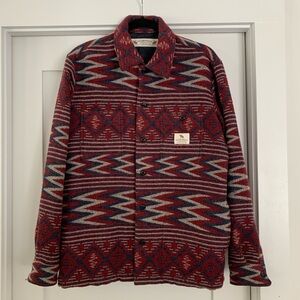 Neighborhood Red and Blue Patterned Shirt Jacket